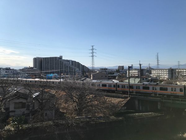 中央線と残堀川1月27日
